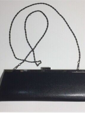 Aldo Sleek Long Black Textured Clutch Purse  Shoulder Bag Evening Party Handbag